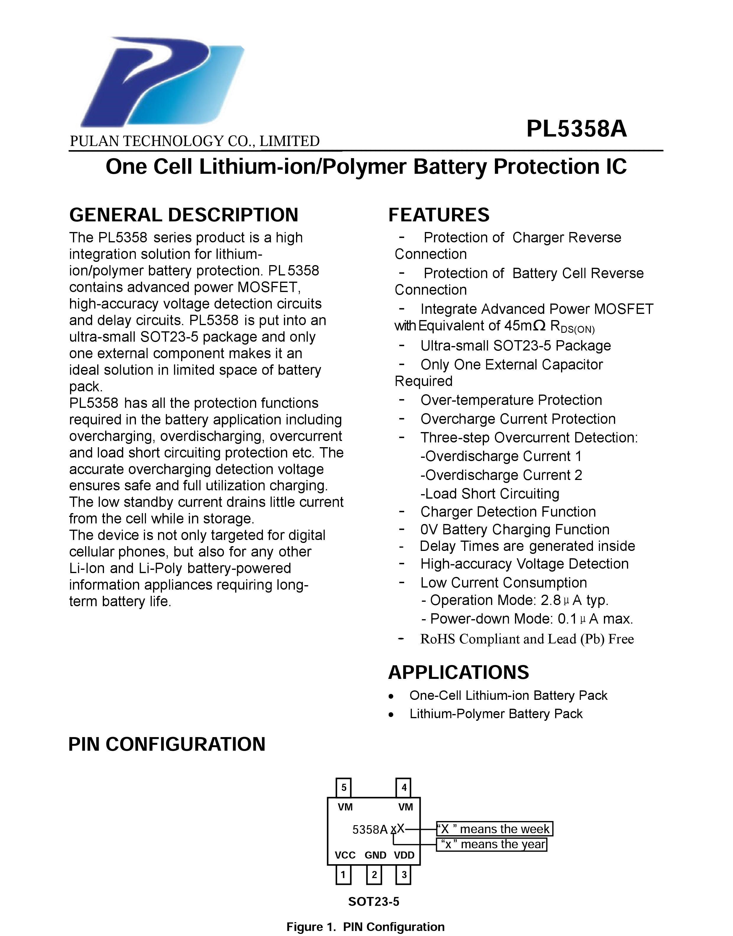 PL5358A单芯片锂电池保护IC，外围仅一个电容
