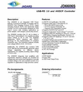 支持苹果20W PD快充协议芯片JD6606S