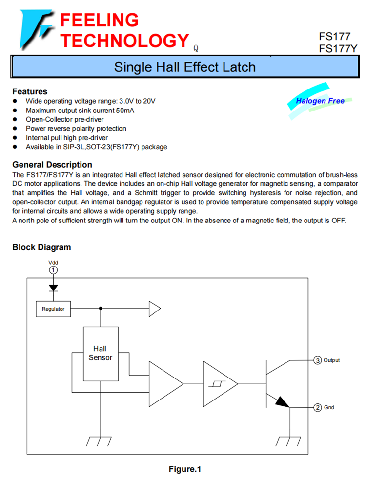 FS177 FS177Y 单霍尔效应锁存器芯片