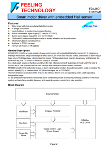 FD125CF/FD125MF 带有嵌入式霍尔传感器的智能电机驱动器芯片