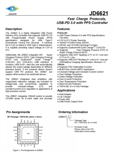 JD6621 快速充电协议IC USB-PD 3.0与PPS控制器 百盛电子代理商