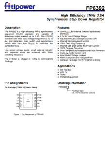 FP6392 TDFN-10 高效1MHz 3.5A输出 同步降压DC-DC调节器 代理商