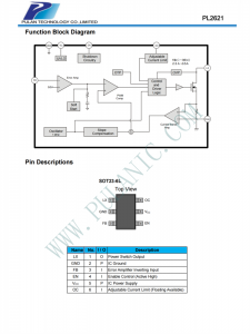 PL2621 SOT23-6L PWM升压DC/DC转换器