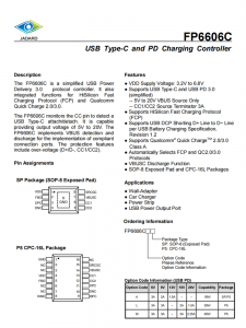 天德钰FP6606C USB-PD3.0与Type-C协议控制器
