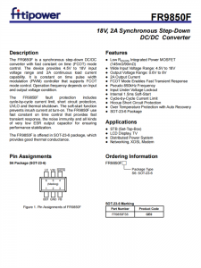 FR9850F SOT23-6 2A同步降压芯片 DC-DC转换器 百盛电子代理商