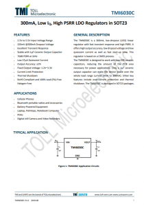 TMI6030C-28  300mA, Low IQ, High PSRR LDO Regulators in SOT23  