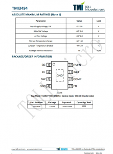 TMI3494  寬輸入電壓CC/CV降壓型DC/DC轉換器