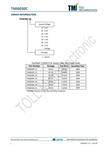 TMI6030C-28  300mA、低IQ、高PSRR LDO稳压器，SOT23封装