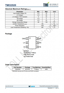 TMI32520  1MHz 18V 2A衕步COT降壓型轉換器 強製PWM操作