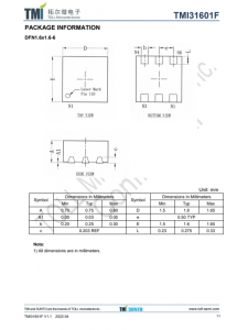 TMI31601F  1.5MHz、1.2A FPWM衕步降壓型 小型DFN1.6x1.6-6 Pa轉換器