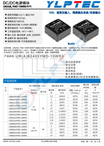 URB2409YMD-10WR3  10W，超寬壓輸入，隔離穩壓單路/雙路輸齣