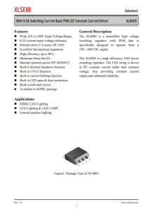 XL8005E1  100V 0.5A 開關電流降壓 PFM LED 恆流驅動器