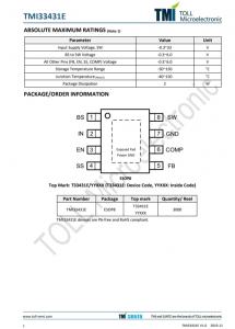 TMI33431E  30V、3A衕步降壓型DC/DC轉換器 具有可調的軟啟動時間