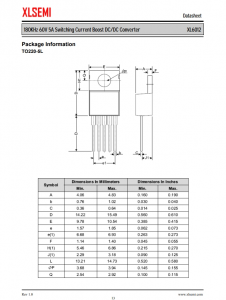 XL6012E1  180KHz 60V 5A开关电流升压DC/DC转换器