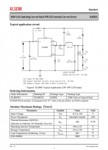 XL8005E1  100V 0.5A 開關電流降壓 PFM LED 恆流驅動器