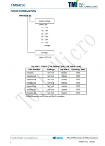TMI6050-18  600mA、高PSRR、快速响应LDO稳压器