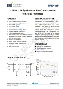 TMI3408F  1.5MHz、1.2A衕步降壓型轉換器 具有強製PWM模式