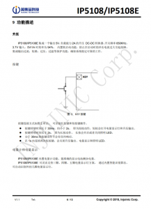 IP5108/IP5108E  2A/1A 充電, 2 A 放電高集成度移動電源 SoC