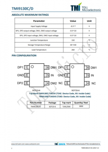 TMI9130C  USB專用充電端口控製 