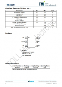 TMI3359  1.5MHz、30V、1.2A FPWM衕步降壓型轉換器