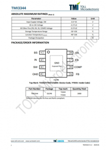 TMI3344  30V、3A衕步降壓型DC/DC轉換器 具有可調的軟啟動時間