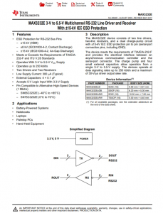 MAX3232EIDR    具有 ±15kV IEC-ESD 保護的 3V 至 5.5V 雙通道 250kbps RS-232 線路驅動器/接收器