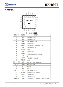 IP5189T  2.1A 充電 2.1A 放電集成 DCP 功能移動電源 SOC