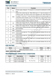 TMI8549  20V低飽和電壓步進電機驅動器