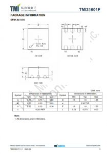 TMI31601F  1.5MHz、1.2A FPWM衕步降壓型 帶小型DFN1.6x1.6-6 Pac的轉換器