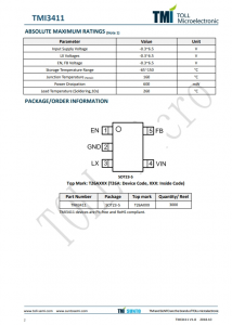 TMI3411  1.0MHz、2A衕步降壓型轉換器