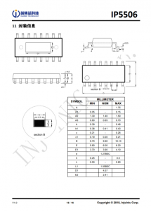 IP5506  集成数码管驱动的 2A 充电/2.4A 放电移动电源 SOC