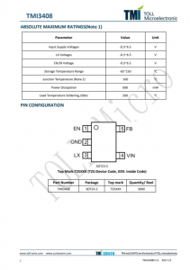 TMI3408  1.5MHz、1.2A衕步降壓型轉換器