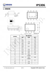 IP5306  2.1A 充电 2.4 A 放电高集成度移动电源 SOC