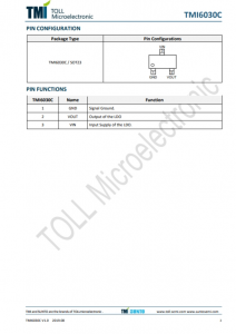 TMI6030C-18  300mA、低IQ、高PSRR LDO稳压器，SOT23封装