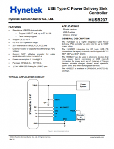 HUSB237  USB Type-C 供电接收器 控制器