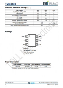 TMI32530  1MHz 18V 3A衕步COT降壓型轉換器 強製PWM操作