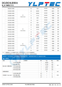 B0303S-1WR2  输入电压2.97V~3.63V 输出电压3.3V输出功率1W303mA 