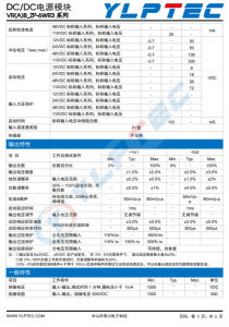 VRB2405ZP-6WR3  10W,超宽电压输入，隔离稳压单路/双路输出