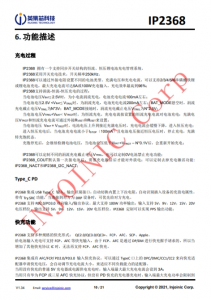 IP2368 支持 PD3.0 等多种快充输入输出协议、支持 2~6 节串联电芯