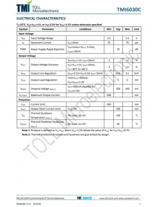 TMI6030C-30   300mA、低IQ、高PSRR LDO稳压器，SOT23封装