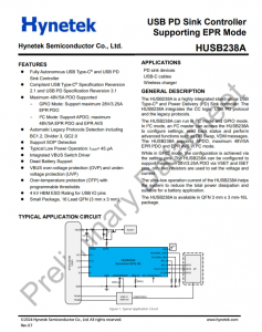 HUSB238A  USB PD 接收器控制器 支持 EPR 模式
