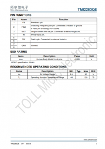TMI2283QE  寬輸入範圍降壓衕步 DC/DC轉換器