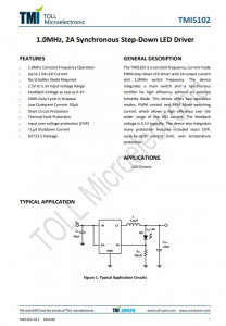 TMI5102  1.0MHz, 2A Synchronous Step-Down LED Driver