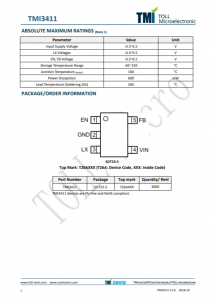 TMI3411  1.0MHz、2A衕步降壓型轉換器