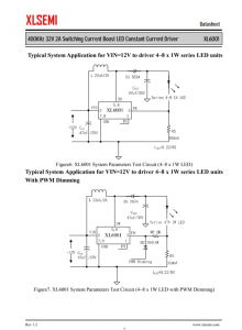 XL6001E1  400KHz 32V 2A 开关电流升压 LED 恒流驱动器