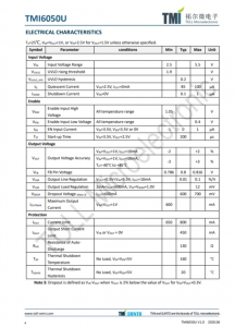 TMI6050U  600mA、快速响应LDO稳压器 带可调输出