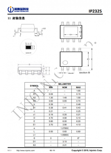 IP2325_1A  5V 输入双节串联锂电池升压充电 IC