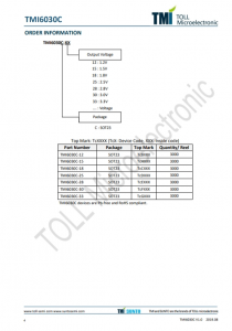 TMI6030C-12   300mA、低IQ、高PSRR LDO稳压器，SOT23封装