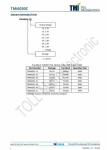 TMI6030C-28    300mA、低IQ、高PSRR LDO稳压器，SOT23封装