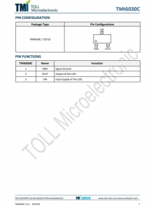 TMI6030C-15  300mA、低IQ、高PSRR LDO稳压器，SOT23封装